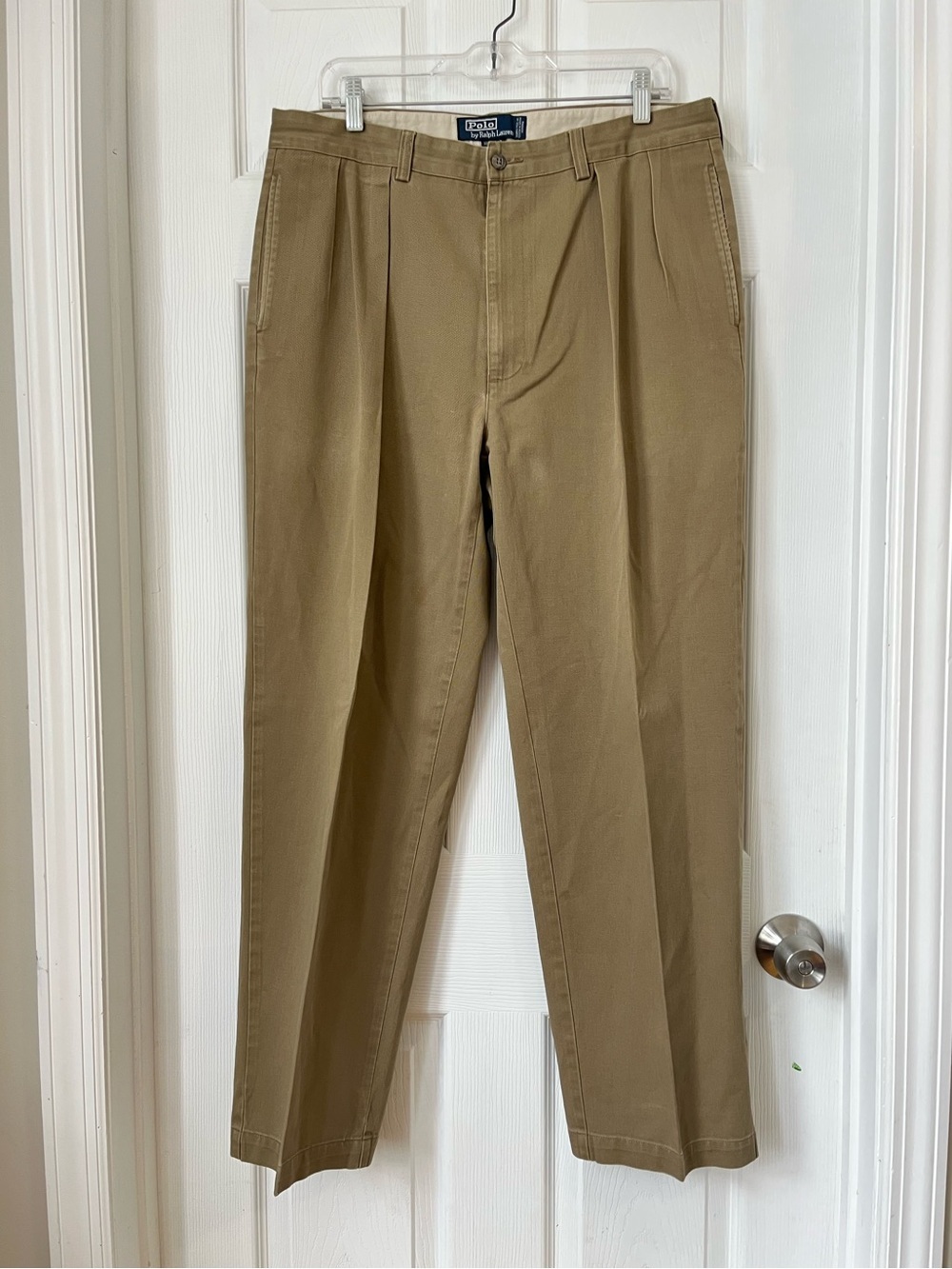 Polo Ralph Lauren Andrew pants Men’s Pleated Khaki brown Chinos pants size 36x30